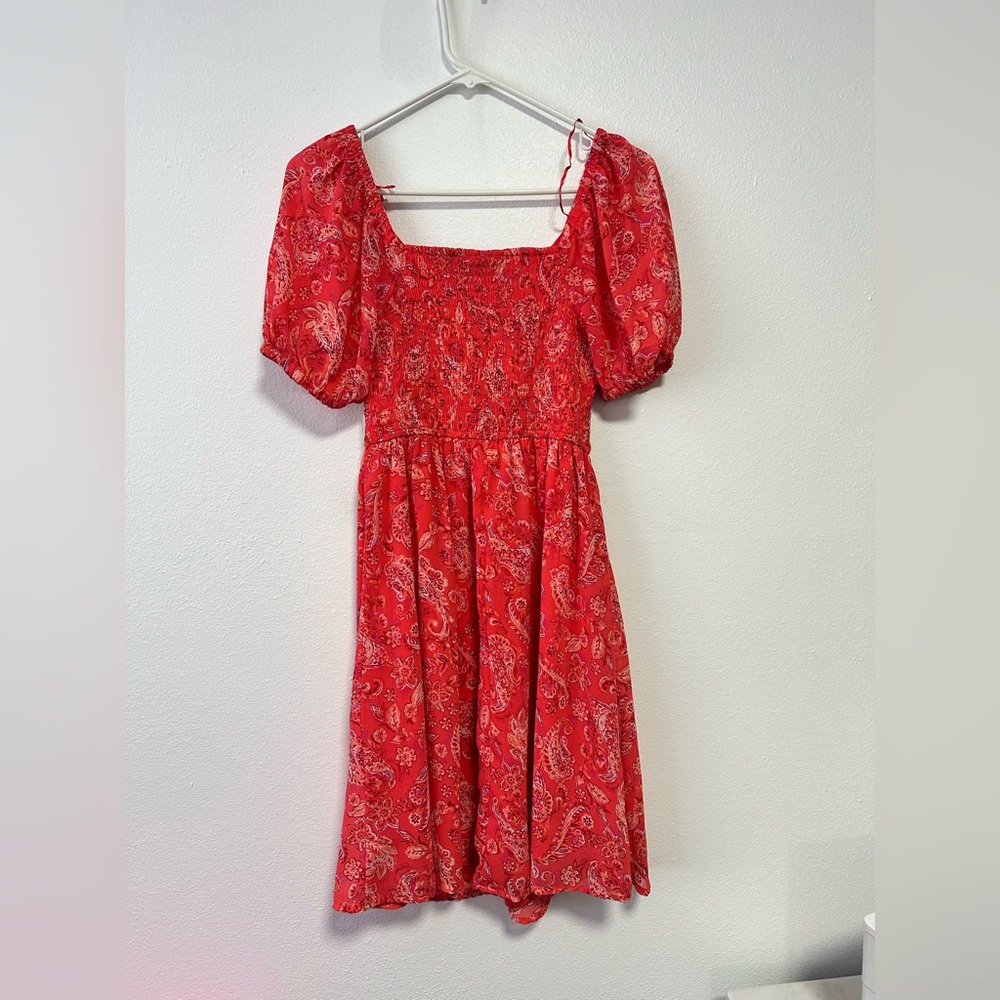 Pink Paisley Puff Sleeve Dress - Picture 2 of 5